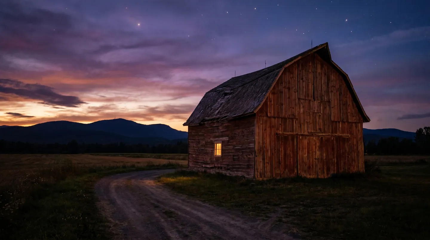 Grange au crépuscule